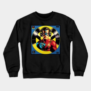Unleash the Power: Superhero Soundscape Vinyl Record Artwork IV Crewneck Sweatshirt